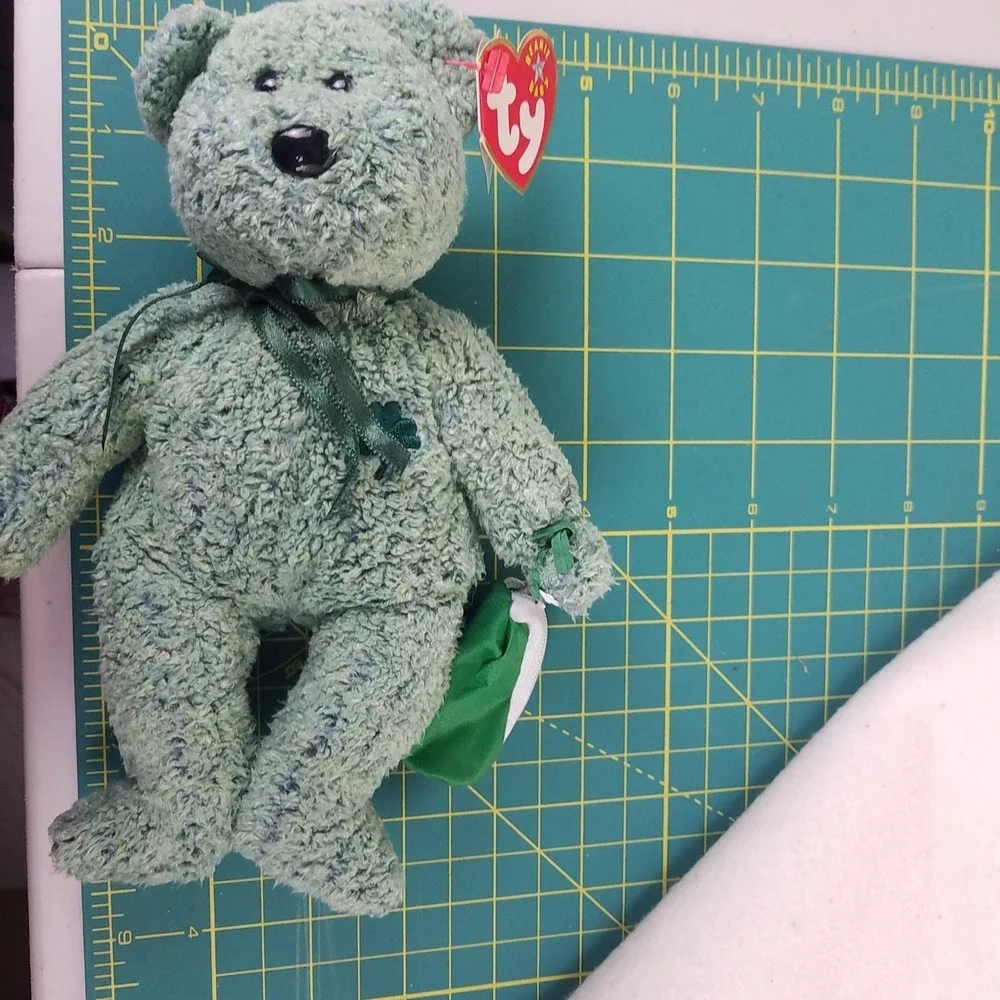Ty‎ Plush Beanie Baby Shamrock the Bear Buddies 8 in green with bag